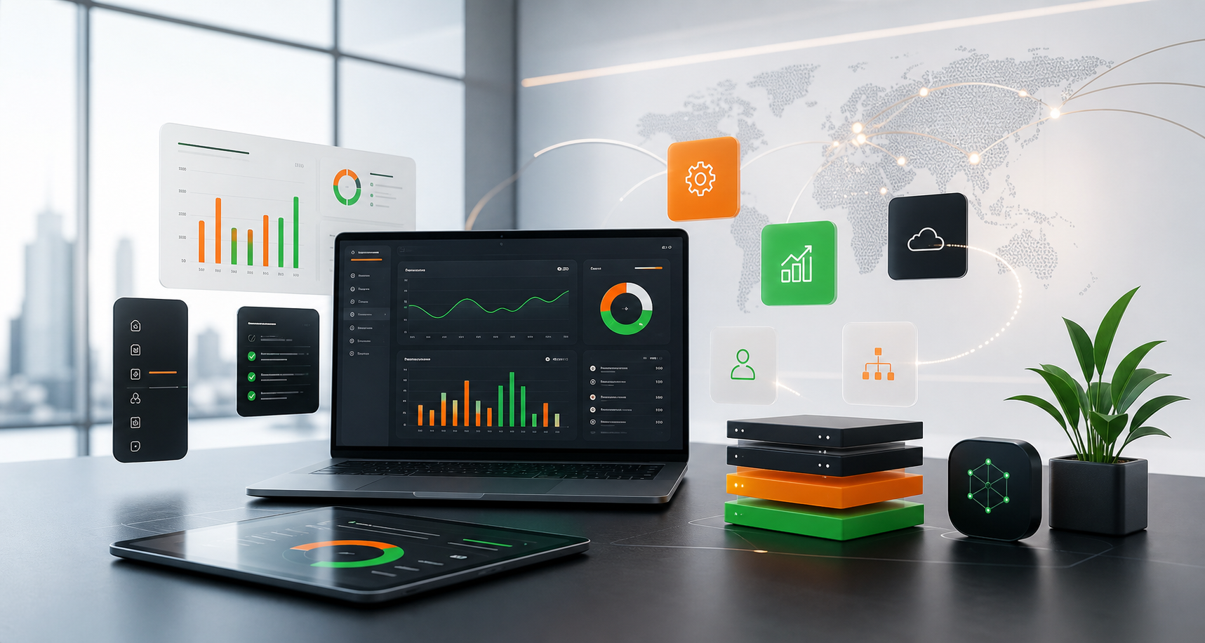 Modern software dashboard and automation visual